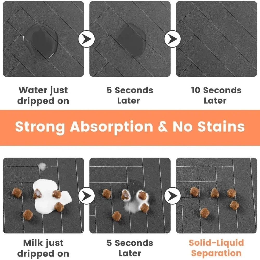 Pet Feeding Placemat for Dogs Cats Absorbent Pets Feeding Mat Waterproof Rubber Backing Quick Dry Pets Food and Water Bowl Pad