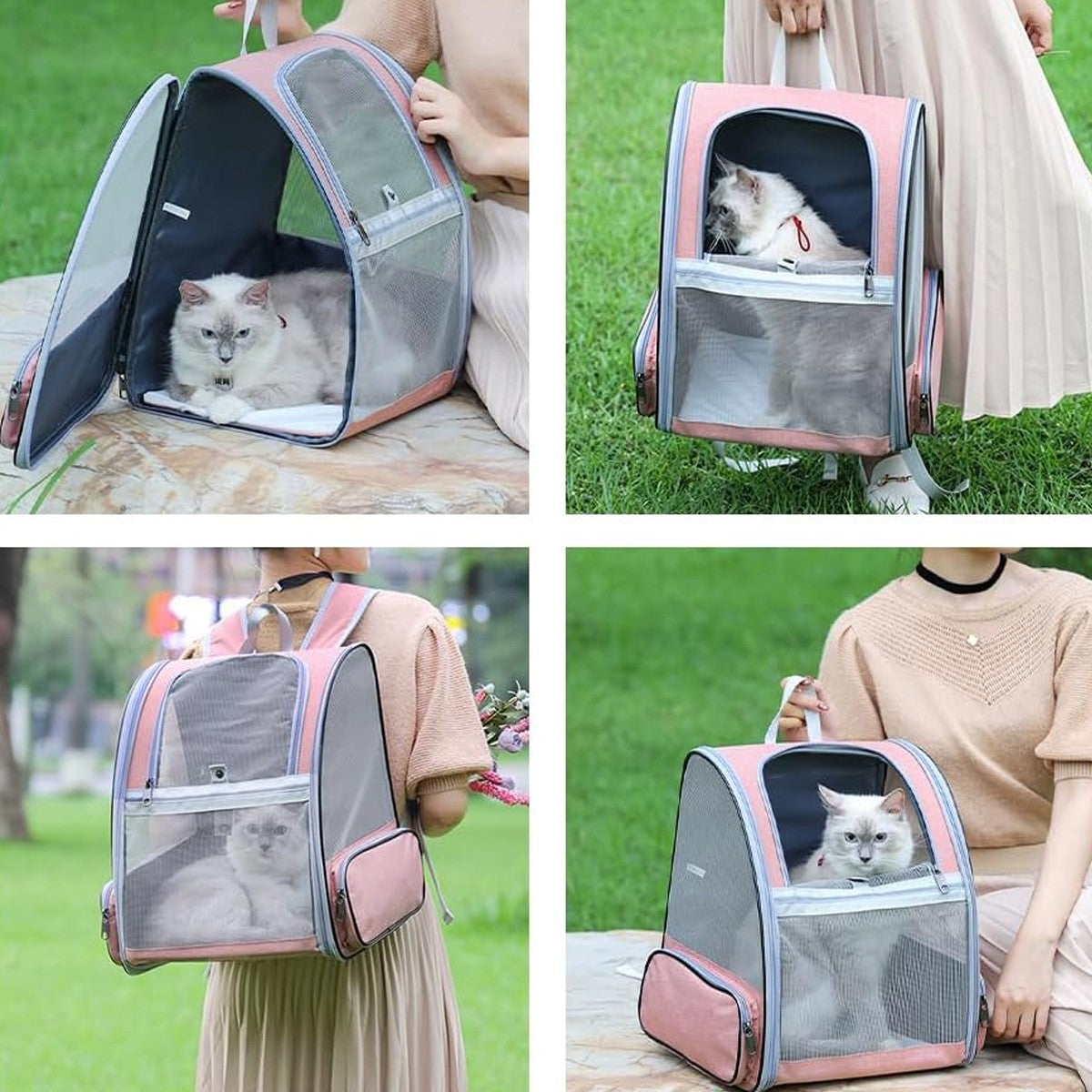 Large Foldable Pet Carrier Breathable Outdoor Shoulder Dog Cat Travel Backpack