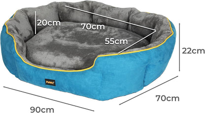 Electric Heated Dog Bed,Heating Mat for Dog & Cat,Pet Supplies Washable with Removable Cover,70×60×18Cm,Blue