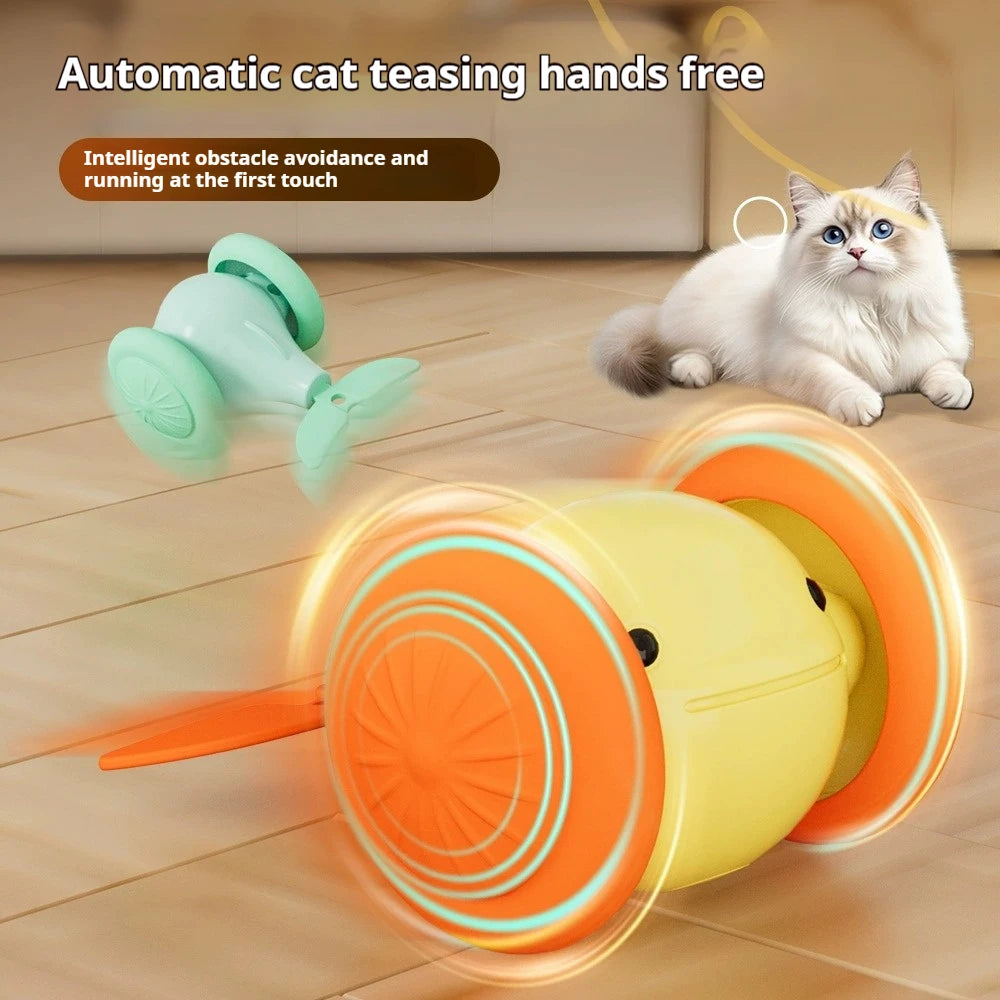 New Interactive Cat Toy Electric Whale Car Automatic Teaser Pet Toys with Intelligent Obstacle Avoidance Pet Toys for Kittens