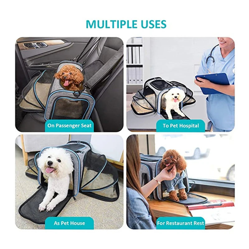 Pet Carrier Bag Foldable Expandable Travel Bag Mesh Breathable Outdoor Portable Pet Bag Suitable for Car Outdoor Travel