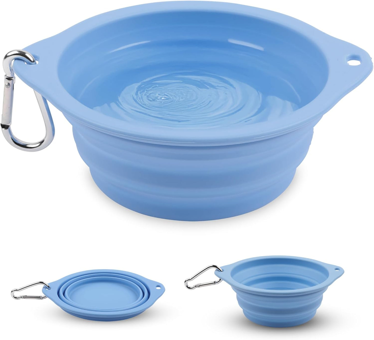 Collapsible Dog Bowl - 800Ml/27 Oz Portable Silicone Travel Water Bowl for Dogs with Carabiner | Foldable, Dishwasher Safe | Hiking, Camping Dog Essentials & Outdoor Pet Feeding - Blue