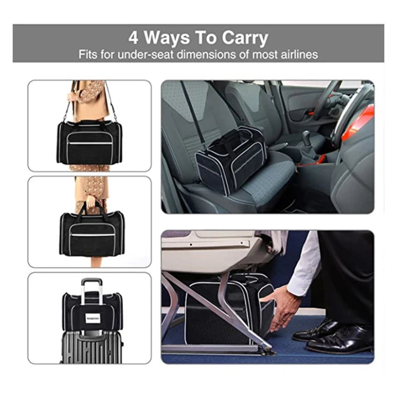 Pet Carrier Bag Foldable Expandable Travel Bag Mesh Breathable Outdoor Portable Pet Bag Suitable for Car Outdoor Travel